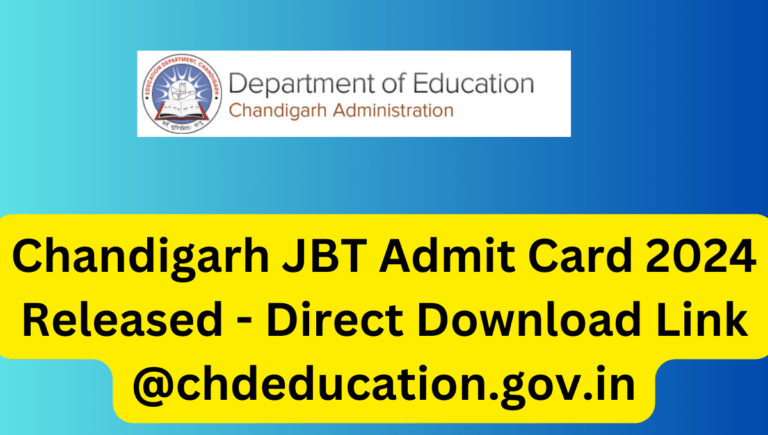 Chandigarh JBT Admit Card 2024