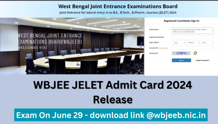 WBJEE JELET Admit Card 2024