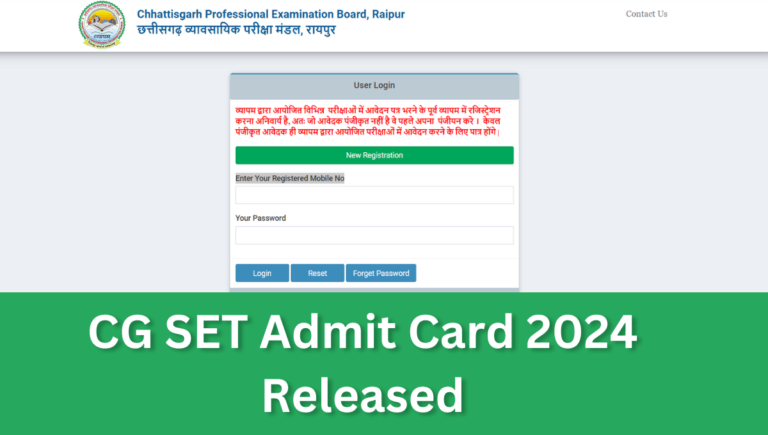 CG SET Admit Card 2024