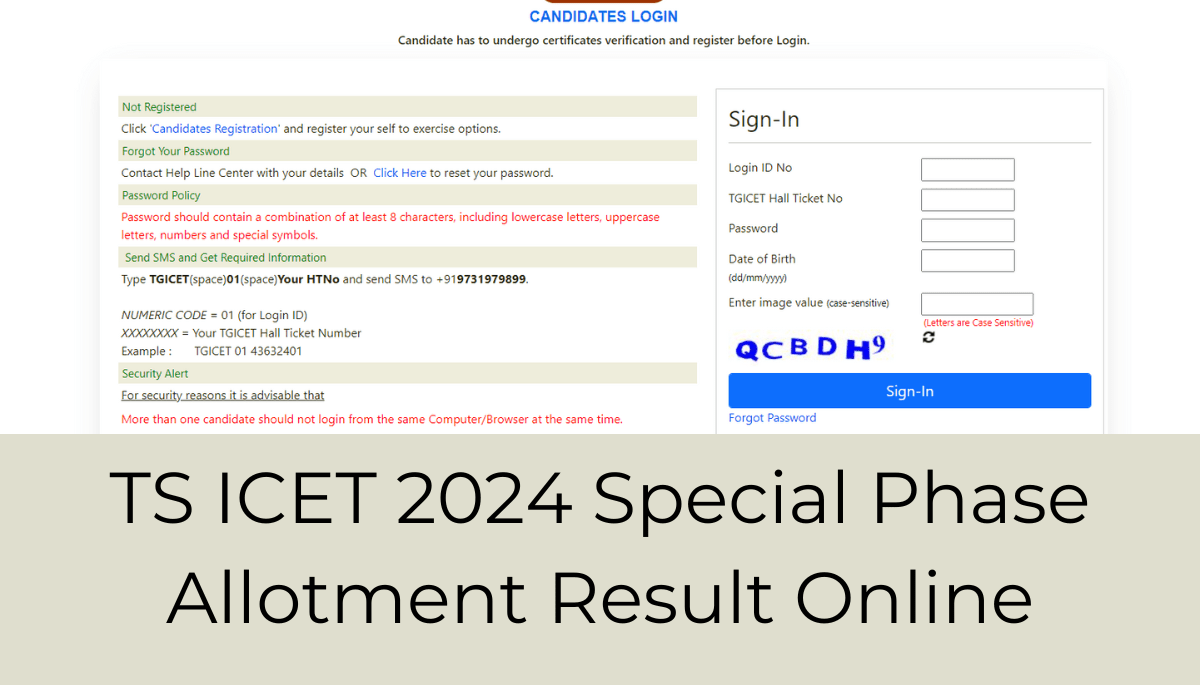 TS ICET 2024 Special Phase Allotment Result Online