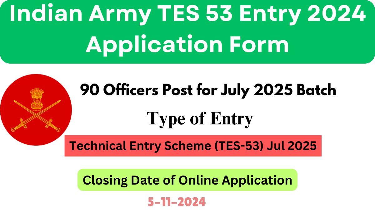 Indian Army TES 53 Entry 2024 Application Form