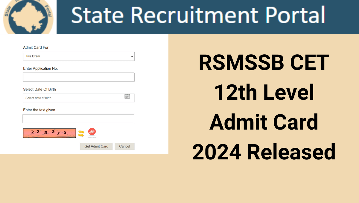 RSMSSB CET 12th Level Admit Card 2024