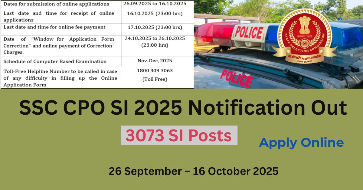 SSC CPO SI 2025 Notification